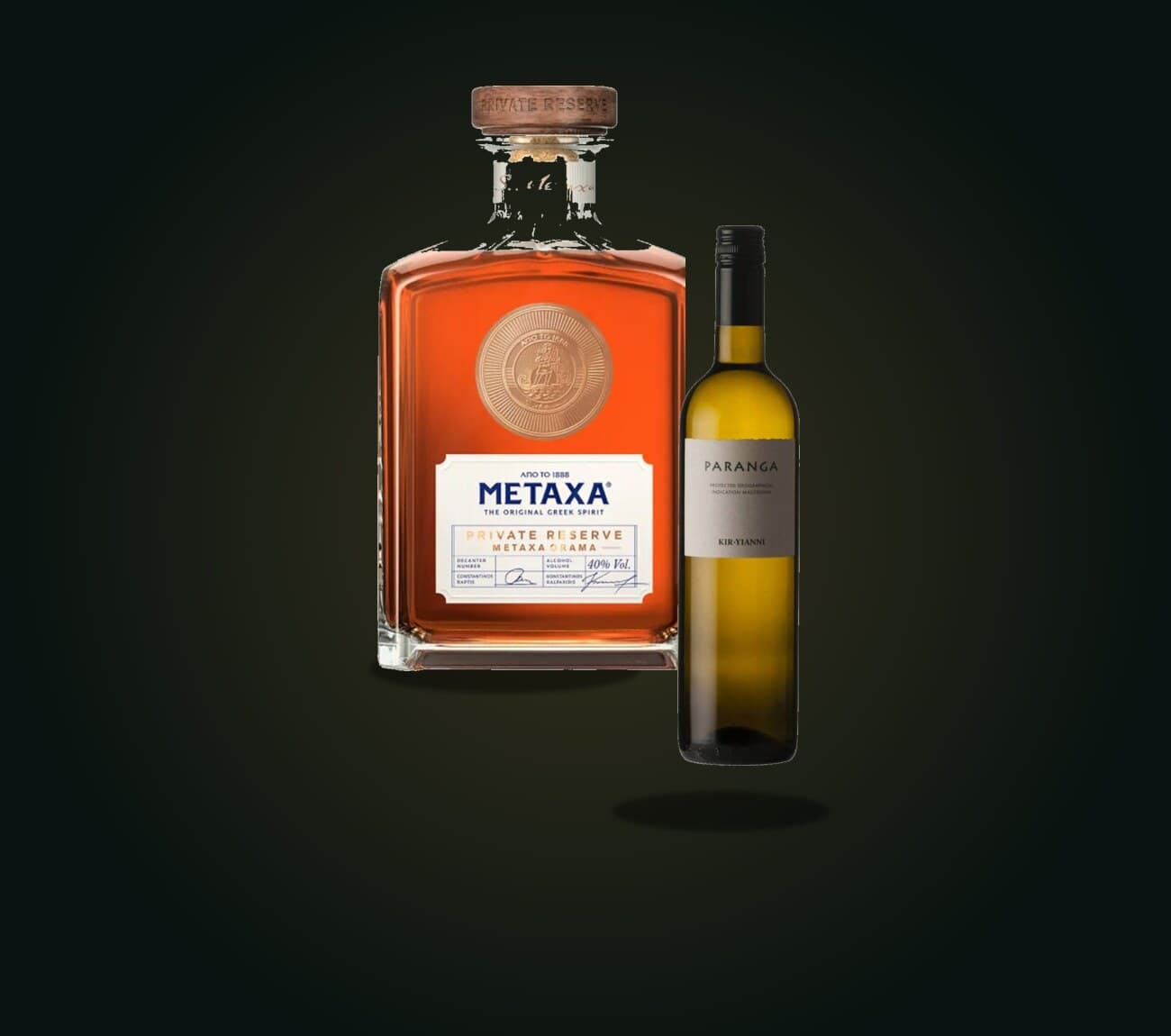 Griechischer Wein und Metaxa Spirituosen